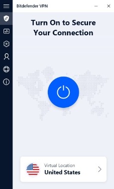 Bitdefender VPN home screen screenshot