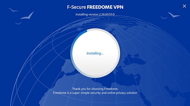 F-Secure Freedome VPN installing