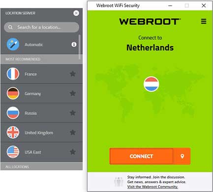 Webroot WiFi Security screenshot of the app