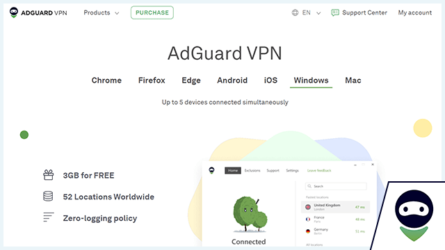 Screenshot of Adguard VPN, website page