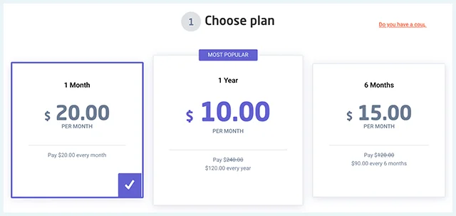 Screenshot of Astrill VPN, Pricing plan section