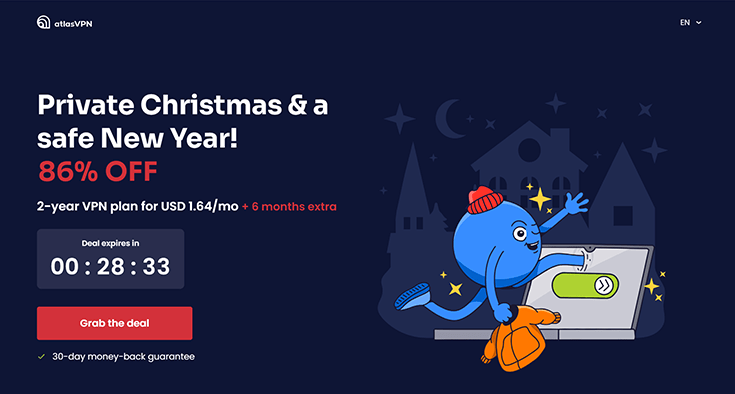 A screenshot of the Atlas VPN Christmas deal.