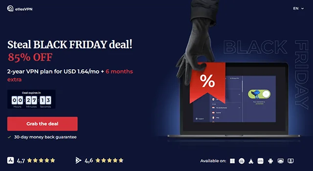 Screenshot of AtlasVPN, Black Friday Deal