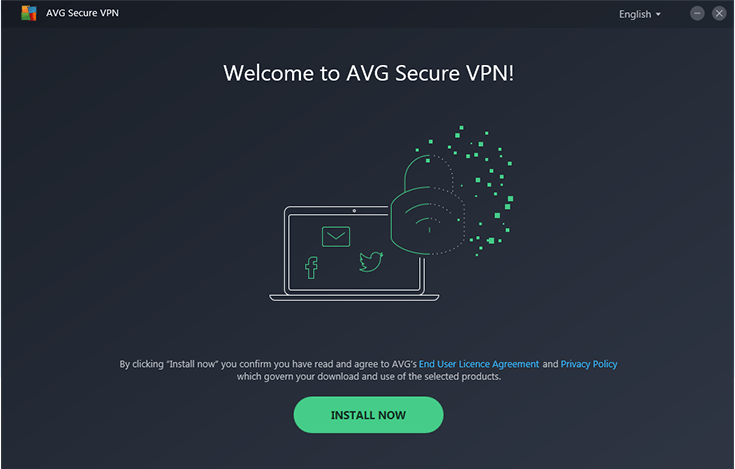 Screenshot of AVG VPN, installation screen