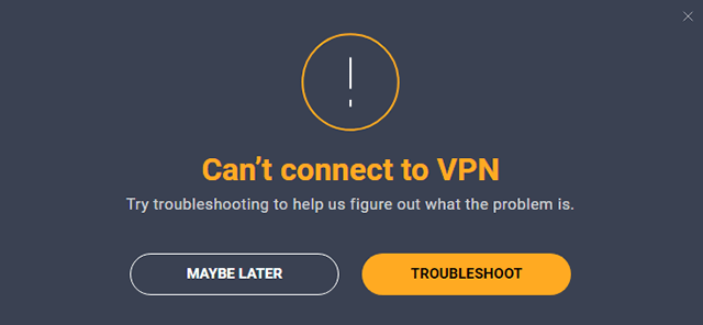 Screenshot of AVG VPN, mimic does not work