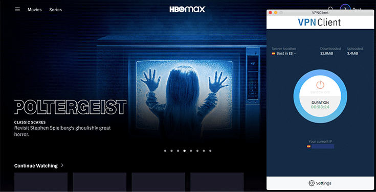 HBO Max homepage with BeetVPN side by side