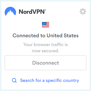 Screenshot of NordVPN extension