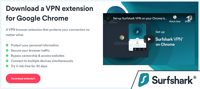 Screenshot of Surfshark VPN website with logo horizontal