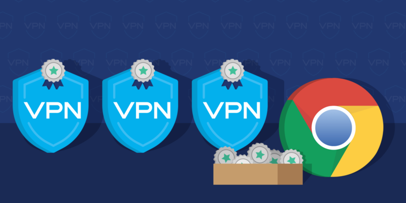 Google Chrome logo icon with VPN shield icons