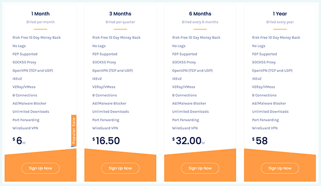 Screenshot of CeloVPN app, Pricing plans