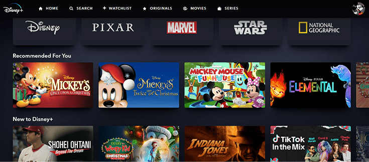 Screenshot of Disney Plus with PrivadoVPN