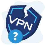 Cracked VPN shield icon with question mark