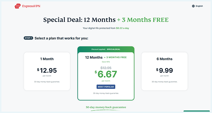 A screenshot of the ExpressVPN Black Friday deal.