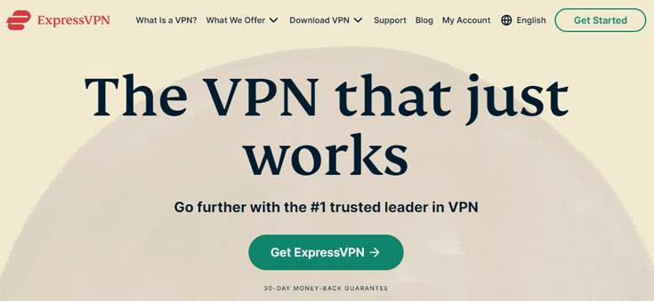 Screenshot of the ExpressVPN website homepage