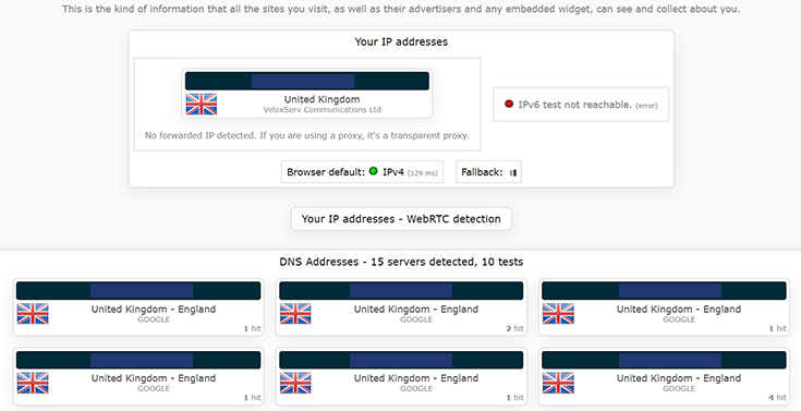 Screenshot of FastestVPN, IP leak test, June 2023