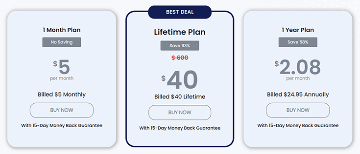 Screenshot of FastestVPN, pricing plans, June 2023