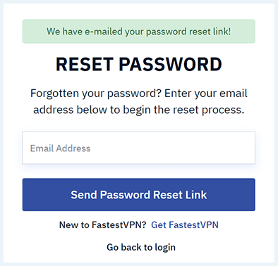 Screenshot of FastestVPN, password setup