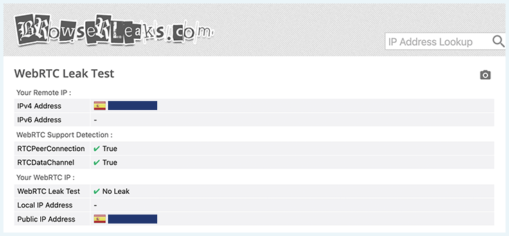 Screenshot of leak test results for FastVPN