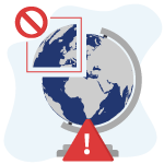 Cut out globe representing geo restrictions icon