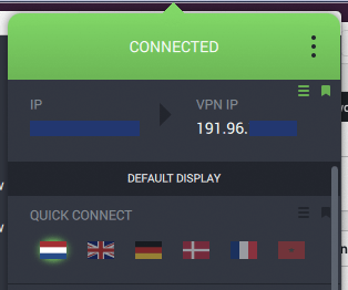 Screenshot of Intego VPN, connected to Netherlands VPN