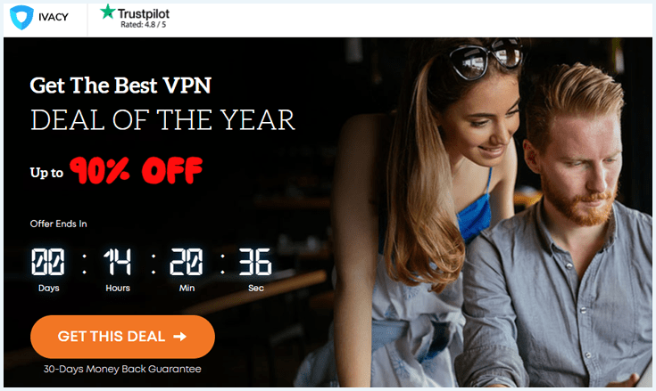 A screenshot of the Ivacy VPN homepage