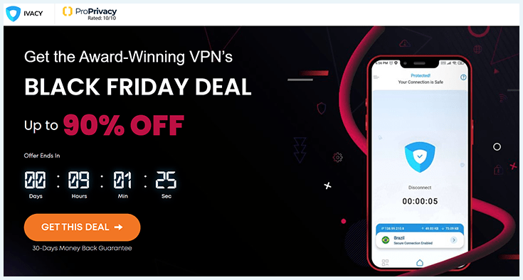 A screenshot of Ivacy's Black Friday Deal.