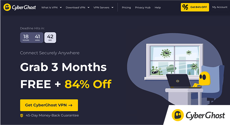 Screenshot of CyberGhost website, June 2023