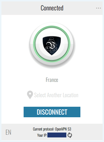 Screenshot of Le VPN, Client connected