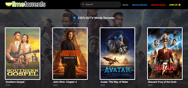 Screenshot of LimeTorrents website