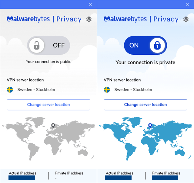 Screenshot of Malwarebytes VPN Software