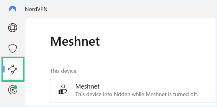 Screenshot of Meshnet settings, NordVPN