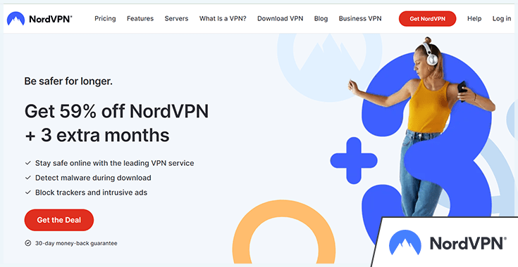 Screenshot of NordVPN website homepage