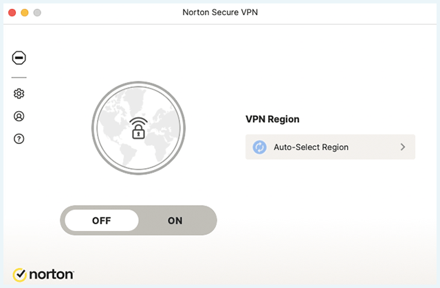 Screenshot of Norton Secure VPN, Dashboard