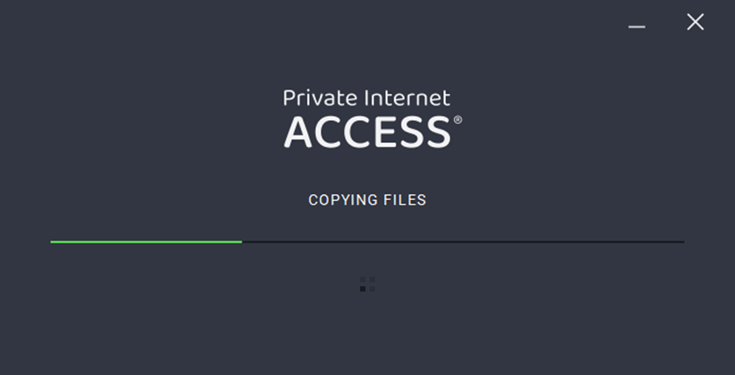 Screenshot of PIA, installation process