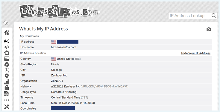 A screenshot of the DNS leak test we ran on PrivadoVPN