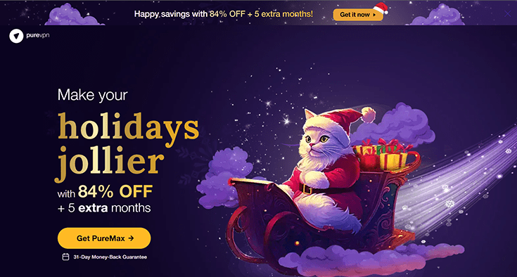 A screenshot of the PureVPN Christmas deal.