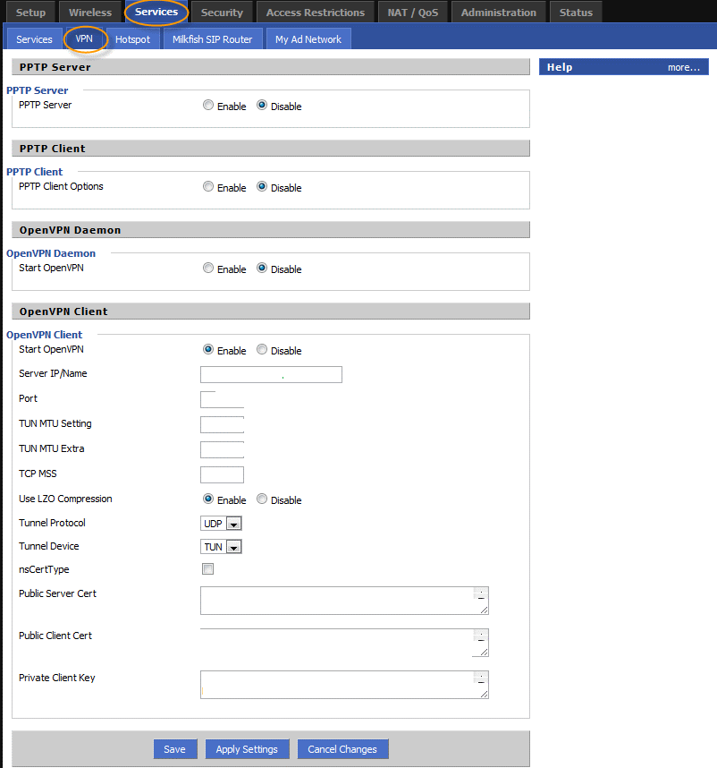 Router Settings screenshot