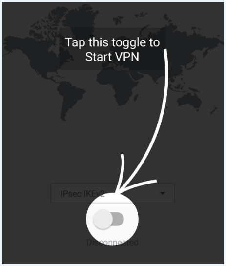 Tap this toggle to start the VPN notification in the Browsec VPN app