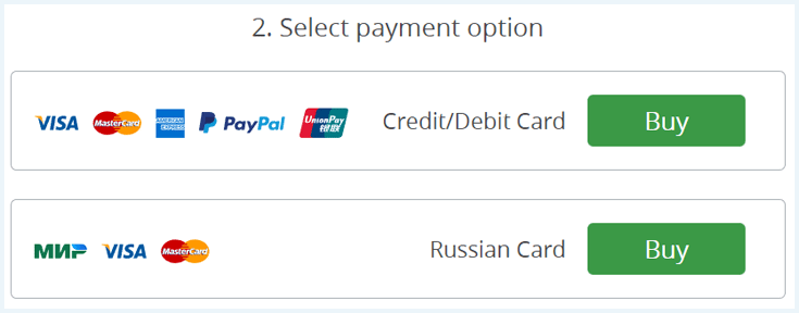 Payment options as noted on the Browsec VPN website