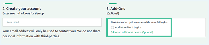 Screenshot of iProVPN, choose a plan