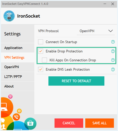 screenshot ironsocket vpn kill switch