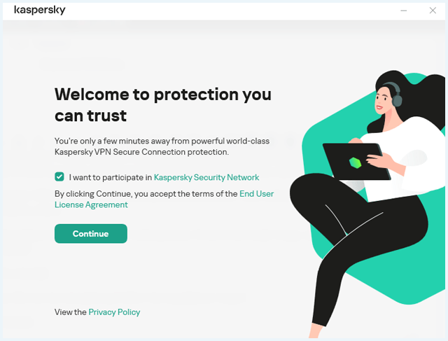 First screen of Kaspersky VPN Secure Connections' installation wizard