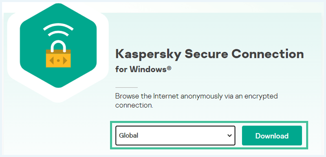 Kaspersky VPN download options with 