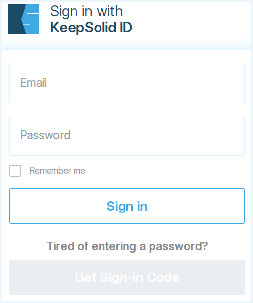 Screenshot of Keepsolid VPN Unlimited sign in