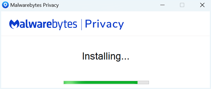 Malwarebytes VPN installing