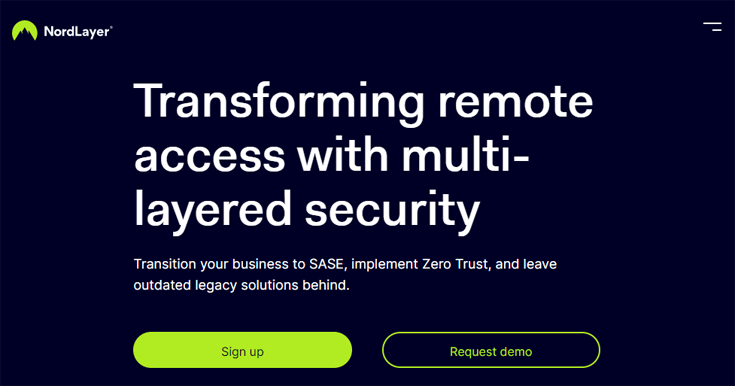 Screenshot of NordLayer website homepage