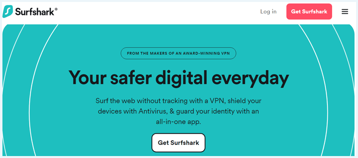 Screenshot of Surfshark's homepage