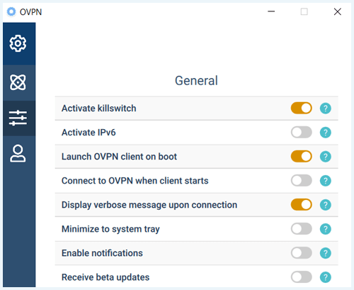 Screenshot Ovpn app general settings