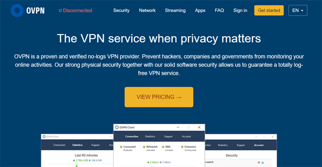 screenshot OVPN website