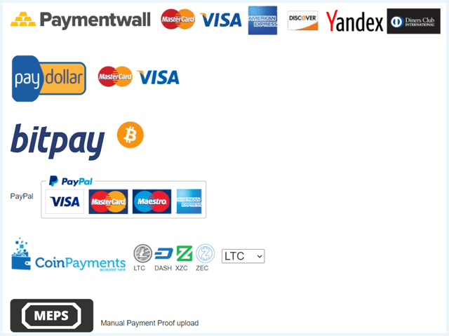 Screenshot of BolehVPN provider, Payment methods section